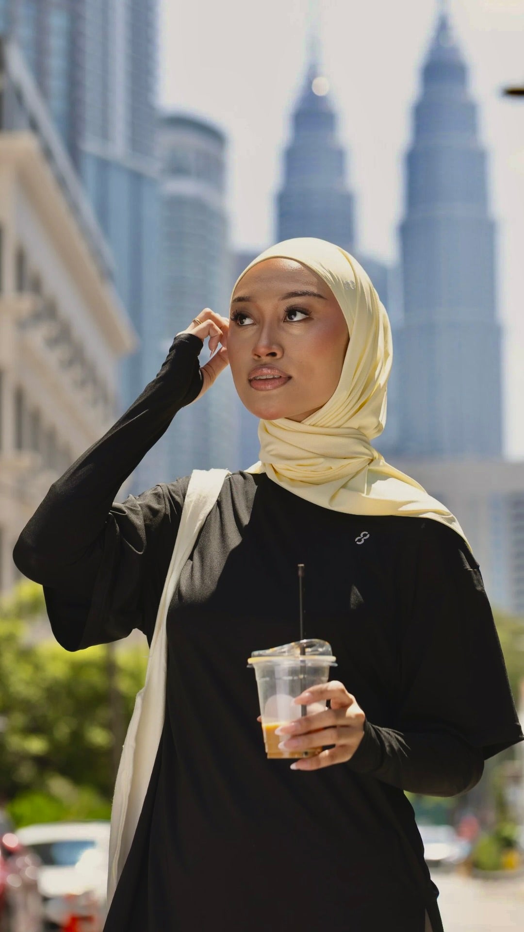 (Buttercream) TieFit Sports Hijab with Inner Cap