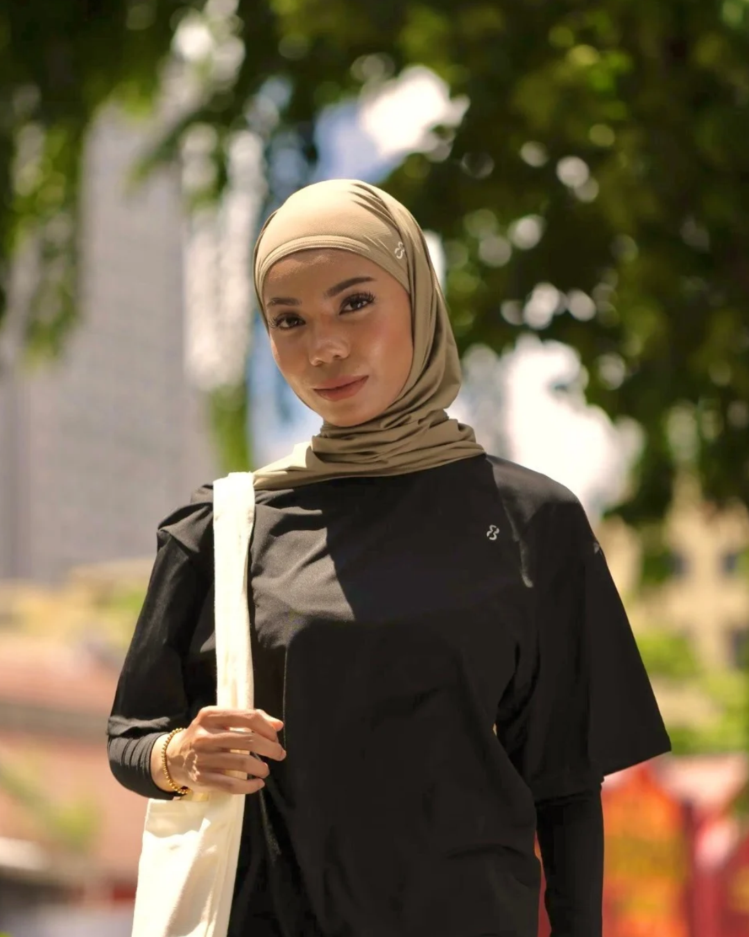 (Khaki) Sports Hijab with Inner Cap