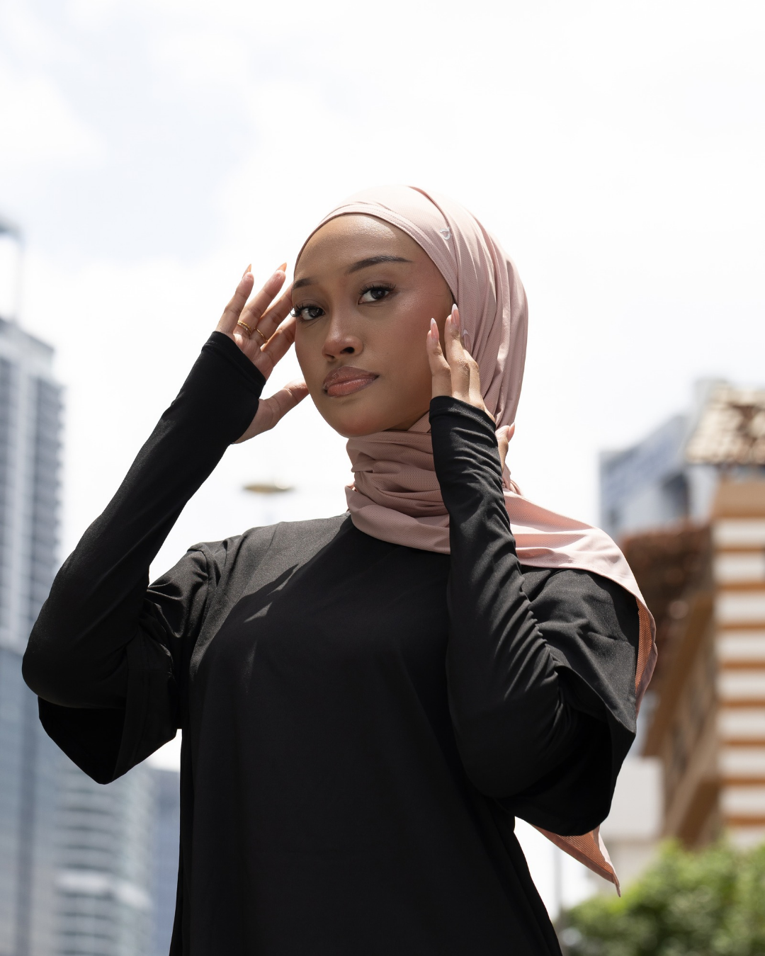 (Rose Clay) TieFit Sports Hijab with Inner Cap