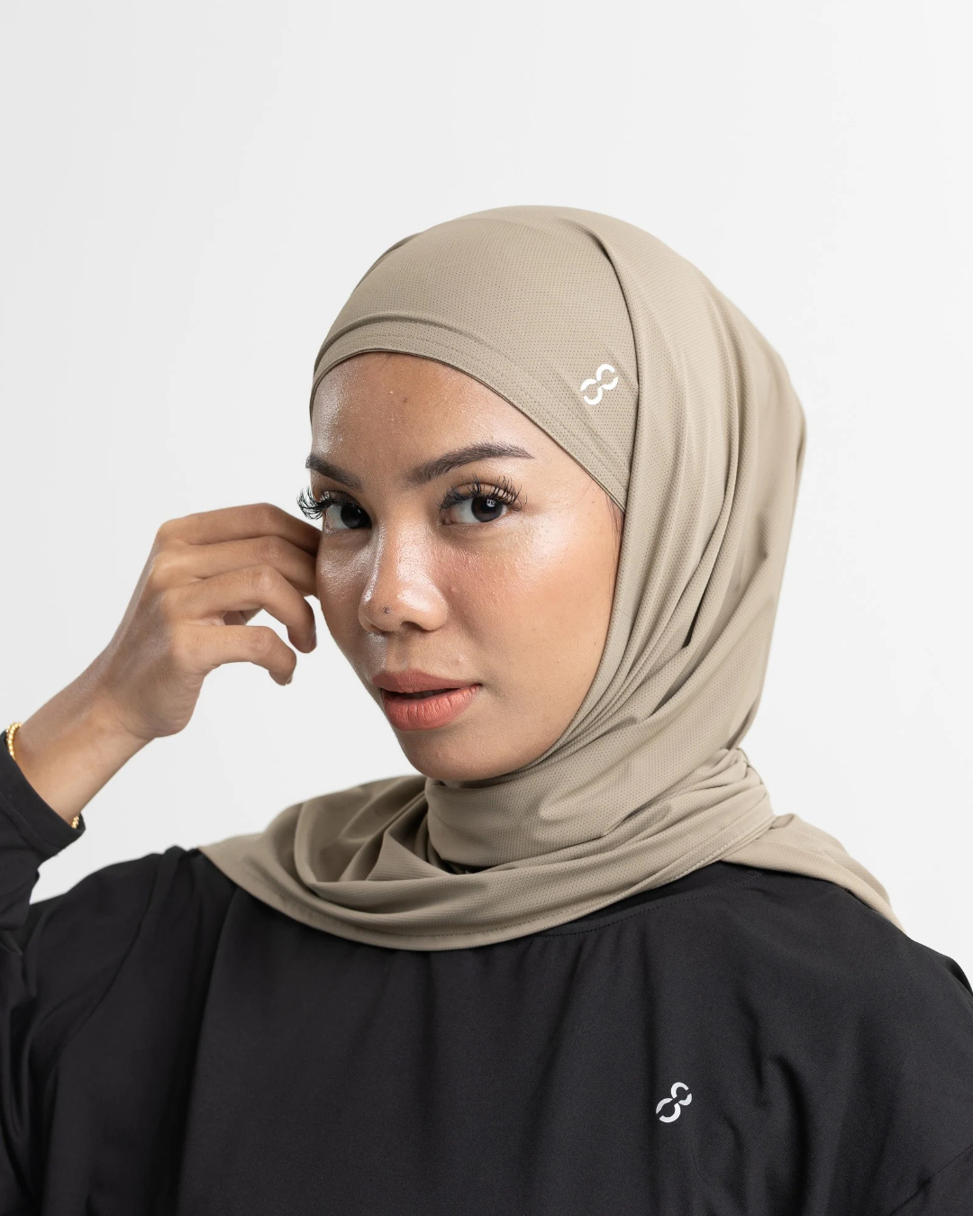 (Khaki) Sports Hijab with Inner Cap