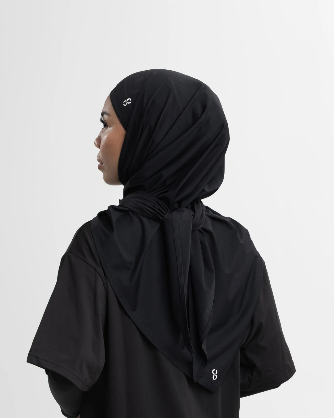 (Black) TieFit Sports Hijab with Inner Cap