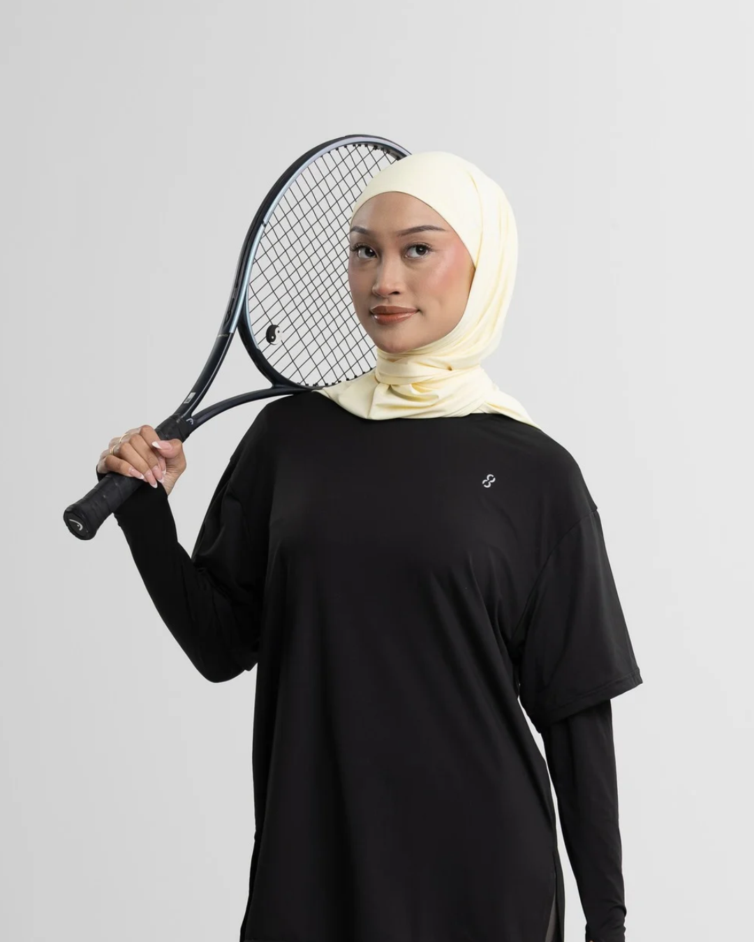 (Buttercream) TieFit Sports Hijab with Inner Cap