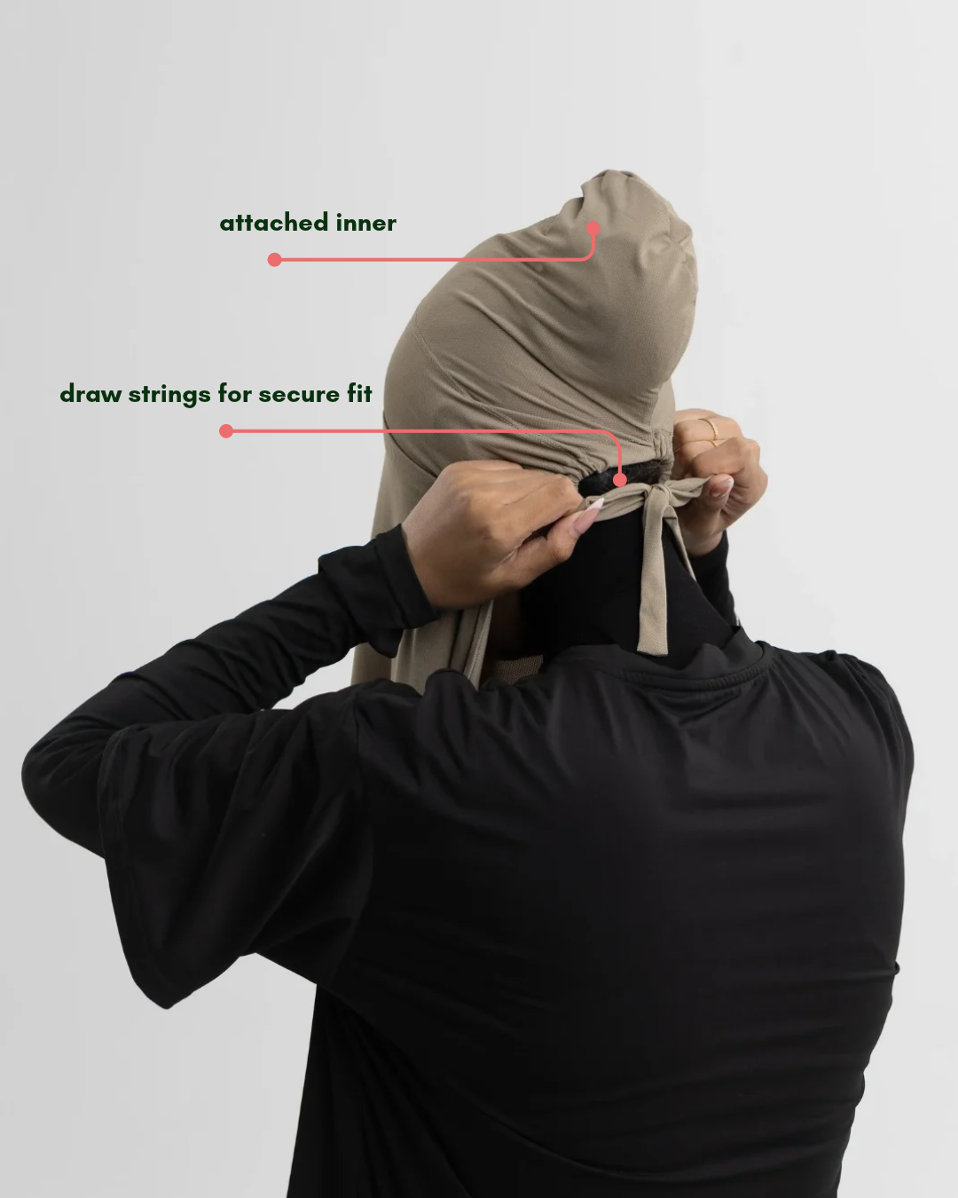 (Khaki) Sports Hijab with Inner Cap